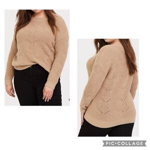 torrid Beige Knit Crewneck Sweater
